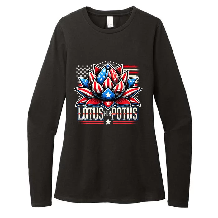 Lotus For Potus Kamala Harris 2024 President Trend Election Womens CVC Long Sleeve Shirt