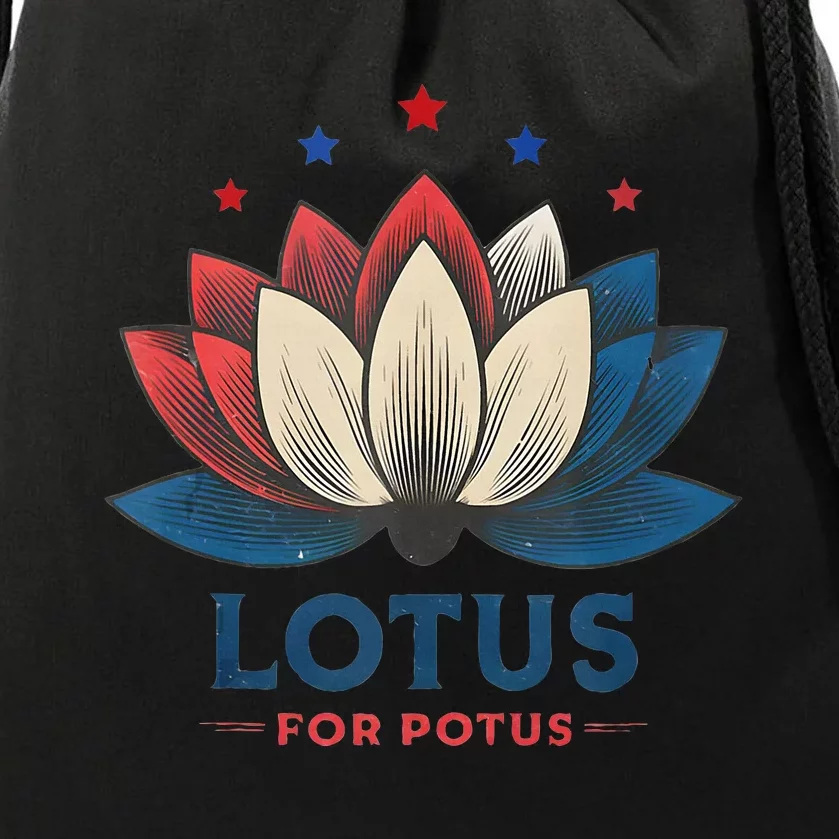 Lotus For Potus Kamala Harris 2024 Trend President Election Drawstring Bag