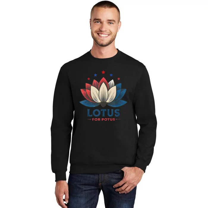 Lotus For Potus Kamala Harris 2024 Trend President Election Tall Sweatshirt