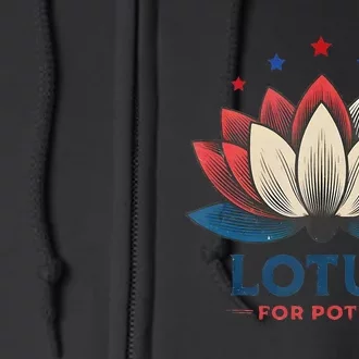 Lotus For Potus Kamala Harris 2024 Trend President Election Full Zip Hoodie