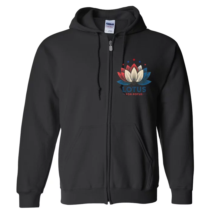 Lotus For Potus Kamala Harris 2024 Trend President Election Full Zip Hoodie