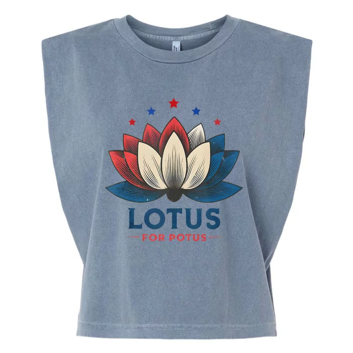 Lotus For Potus Kamala Harris 2024 Trend President Election Garment-Dyed Women's Muscle Tee