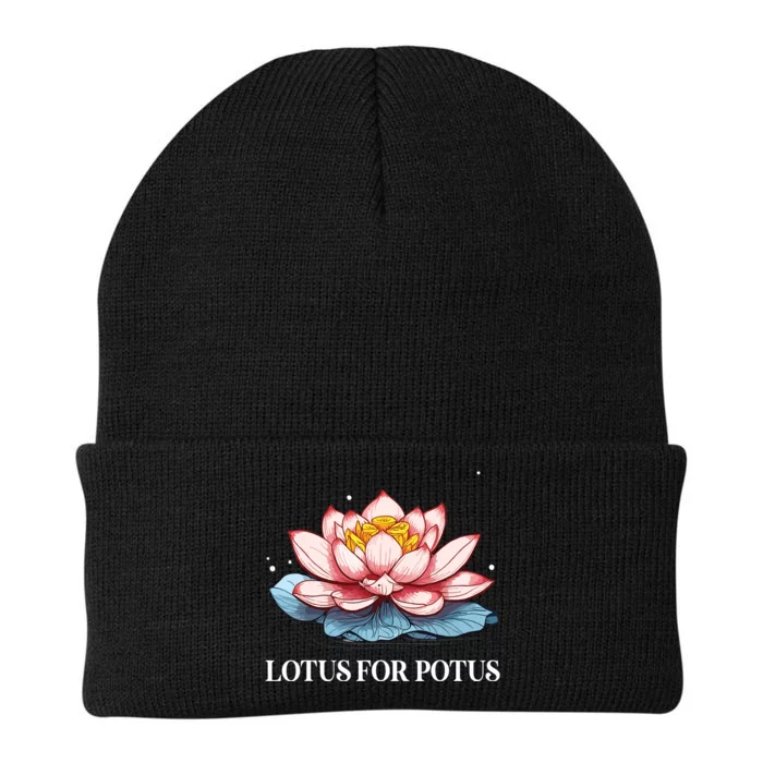 Lotus For Potus Kamala Harris President Campaign 2024 Knit Cap Winter Beanie