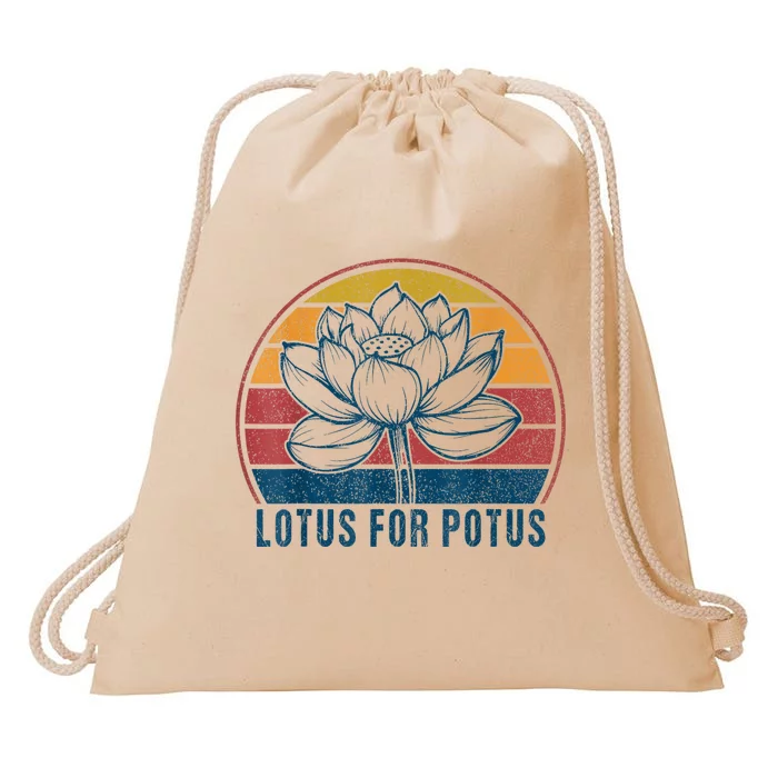 Lotus For Potus Kamala Harris 2024 Vintage Drawstring Bag