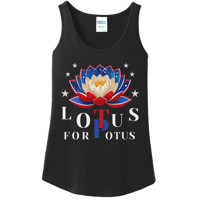 Lotus For Potus Kamala Harris 2024 President Trend Election Ladies Essential Tank