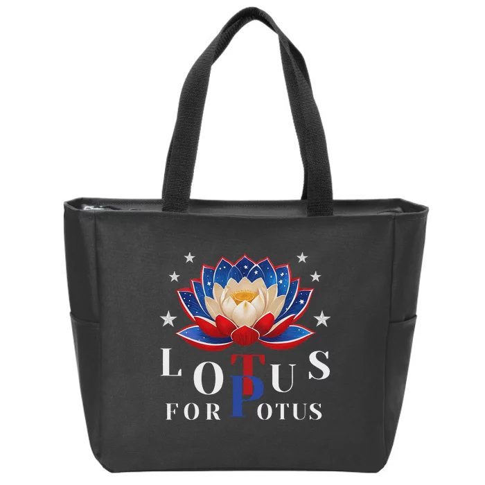 Lotus For Potus Kamala Harris 2024 President Trend Election Zip Tote Bag