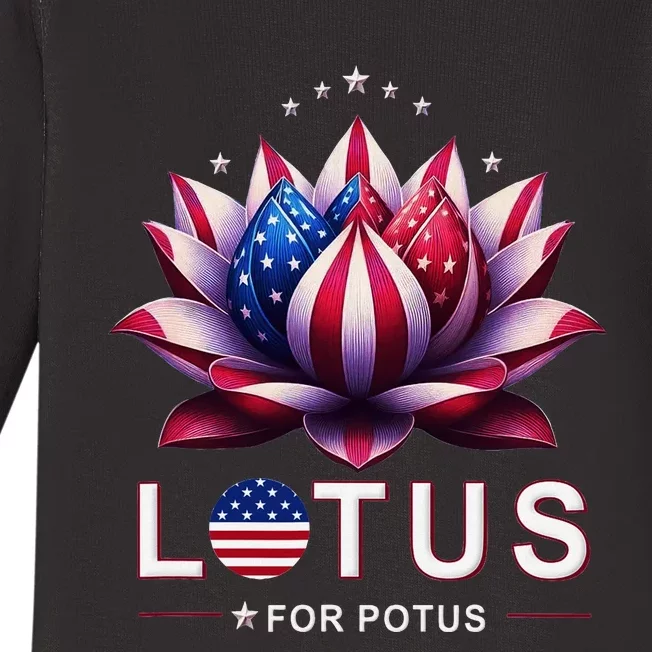 Lotus For Potus Kamala Harris 2024 President Trend Election Baby Long Sleeve Bodysuit