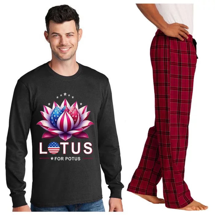 Lotus For Potus Kamala Harris 2024 President Trend Election Funny Gift Long Sleeve Pajama Set