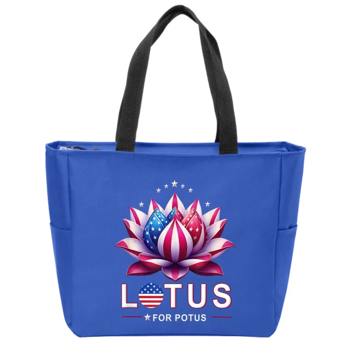 Lotus For Potus Kamala Harris 2024 President Trend Election Funny Gift Zip Tote Bag