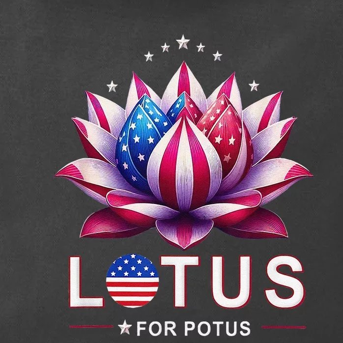 Lotus For Potus Kamala Harris 2024 President Trend Election Zip Tote Bag