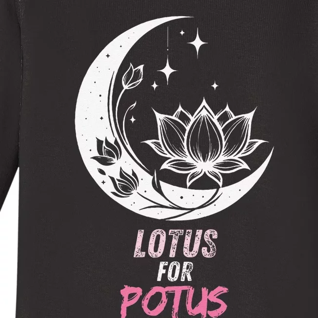 Lotus For Potus Kamala Harris 2024 President Trend Election Baby Long Sleeve Bodysuit