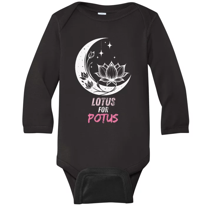 Lotus For Potus Kamala Harris 2024 President Trend Election Baby Long Sleeve Bodysuit