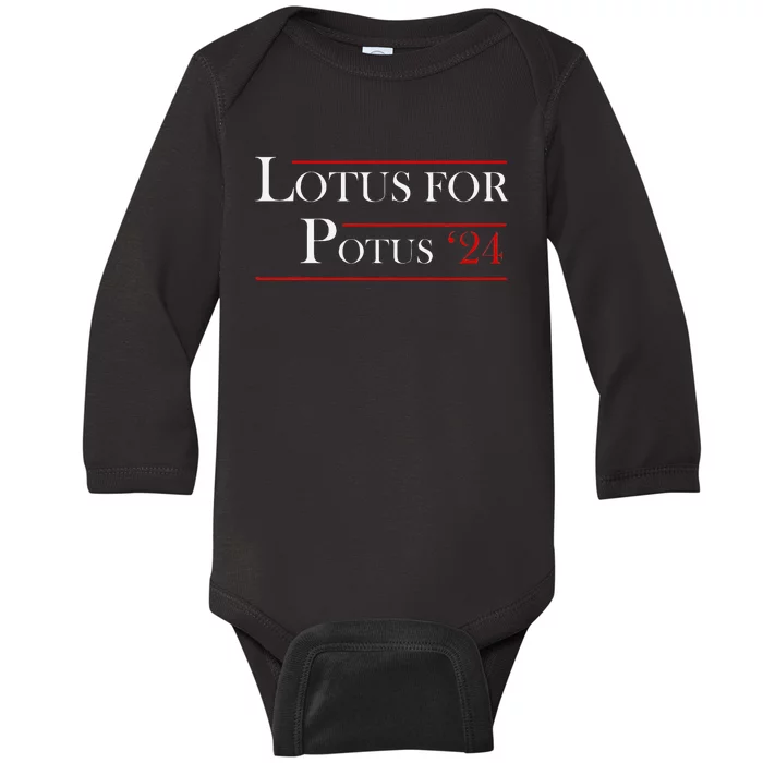 Lotus For Potus Kamala Harris 2024 President Trend Election Baby Long Sleeve Bodysuit