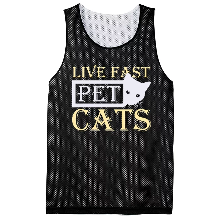 Live Fast Pet Cats Mesh Reversible Basketball Jersey Tank