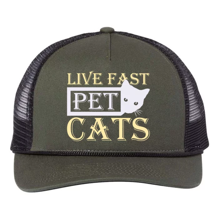 Live Fast Pet Cats Retro Rope Trucker Hat Cap