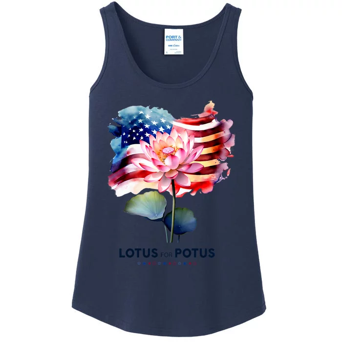 Lotus For Potus Kamala Harris 2024 President Election Vote Ladies Essential Tank