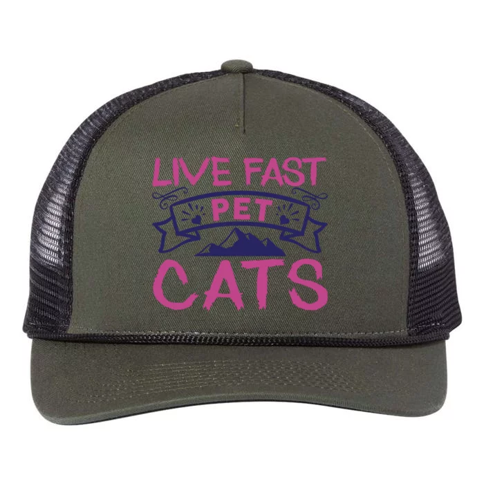 Live Fast Pet Cats Retro Rope Trucker Hat Cap