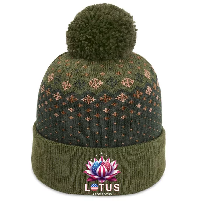 Lotus For Potus Kamala Harris 2024 President Trend Election The Baniff Cuffed Pom Beanie