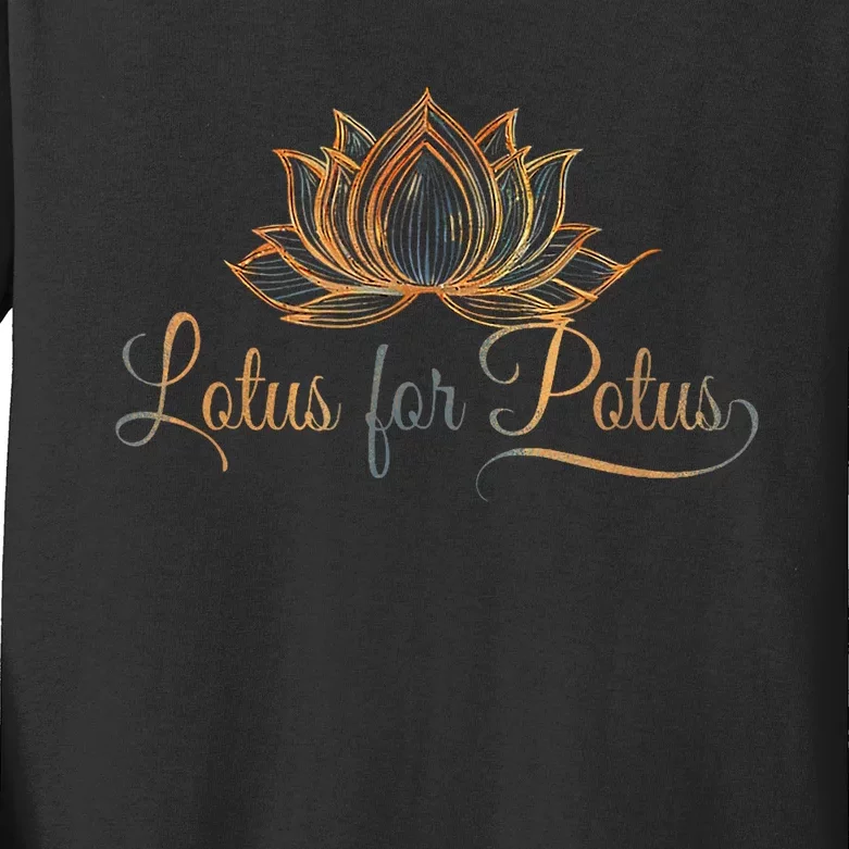 Lotus For Potus Kamala Harris President Trend Election 2024 Kids Long Sleeve Shirt