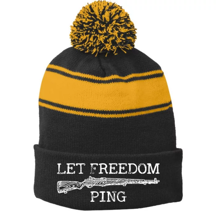 Let Freedom Ping Stripe Pom Pom Beanie