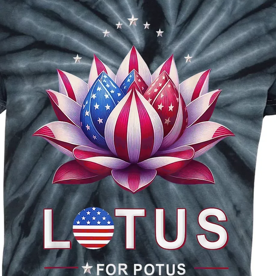 Lotus For Potus Kamala Harris 2024 President Trend Election Kids Tie-Dye T-Shirt