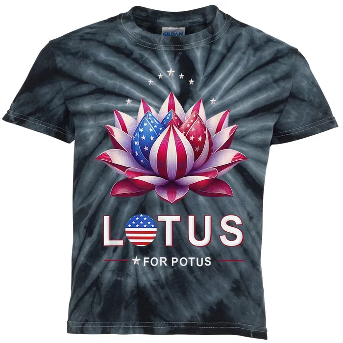 Lotus For Potus Kamala Harris 2024 President Trend Election Kids Tie-Dye T-Shirt