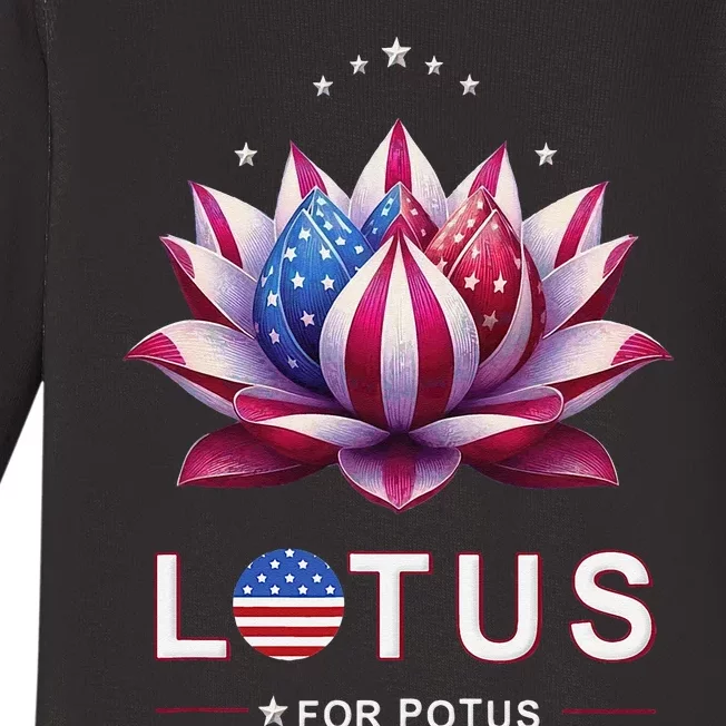 Lotus For Potus Kamala Harris 2024 President Trend Election Baby Long Sleeve Bodysuit