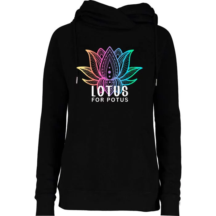 Lotus For Potus Kamala Harris Support Design Election 2024 Womens Funnel Neck Pullover Hood