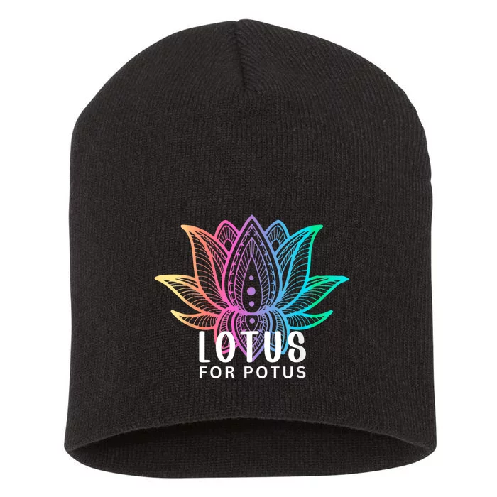 Lotus For Potus Kamala Harris Support Design Election 2024 Short Acrylic Beanie