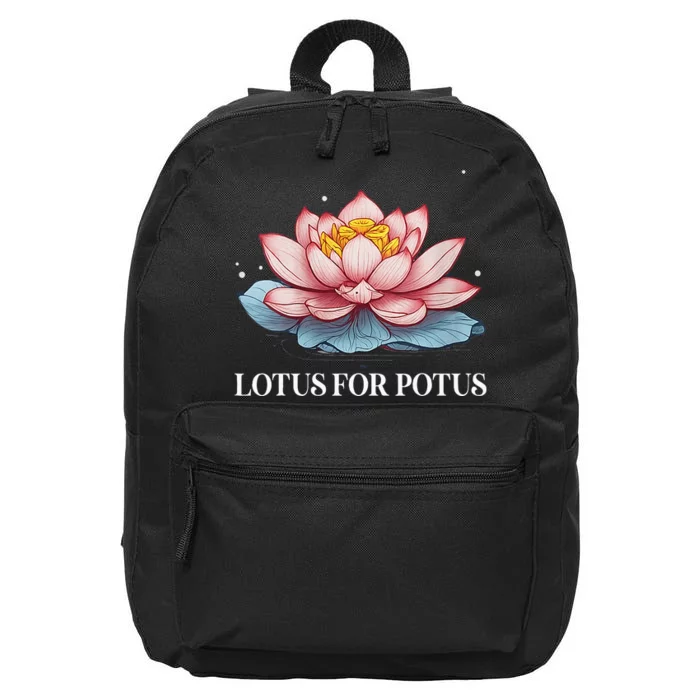 Lotus For Potus Kamala Harris President Campaign 2024 16 in Basic Backpack