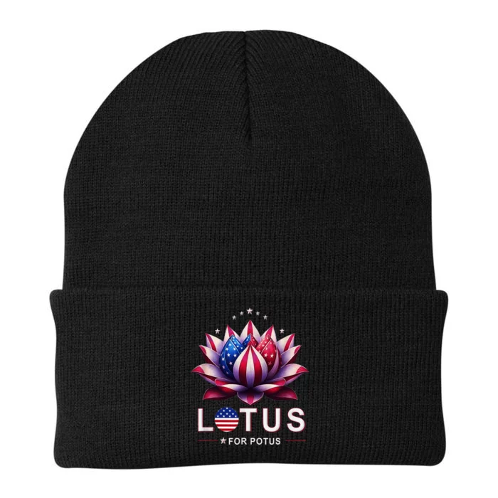 Lotus For Potus Kamala Harris 2024 Knit Cap Winter Beanie