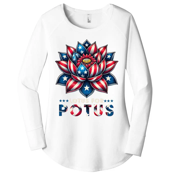 Lotus For Potus Harris 2024 Women's Perfect Tri Tunic Long Sleeve Shirt