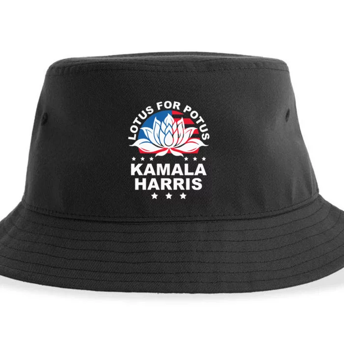 Lotus For Potus Kamala Harris 2024 For President Elections Sustainable Bucket Hat