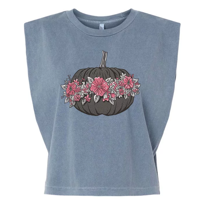 Lovely Flowered Pumpkin Garment-Dyed Women's Muscle Tee