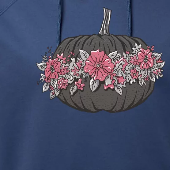 Lovely Flowered Pumpkin Performance Fleece Hoodie