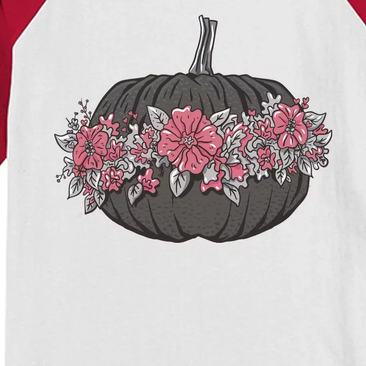 Lovely Flowered Pumpkin Kids Colorblock Raglan Jersey