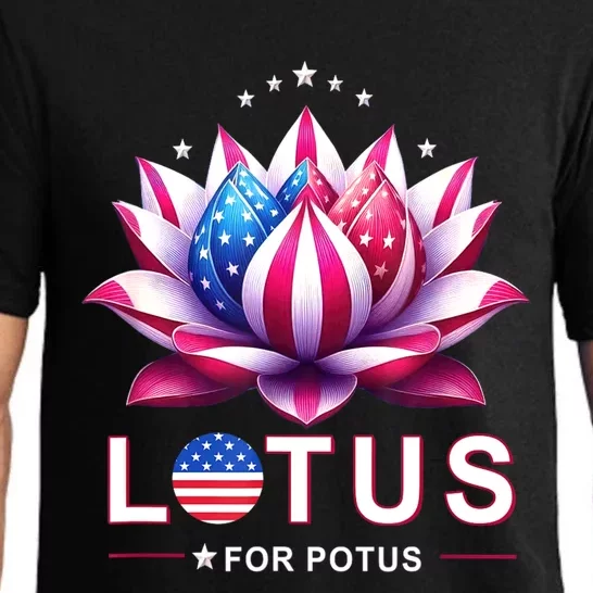 Lotus For Potus Kamala Harris 2024 President Trend Election Pajama Set