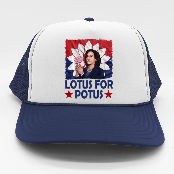 Lotus For Potus Kamala Harris 2024 Trucker Hat