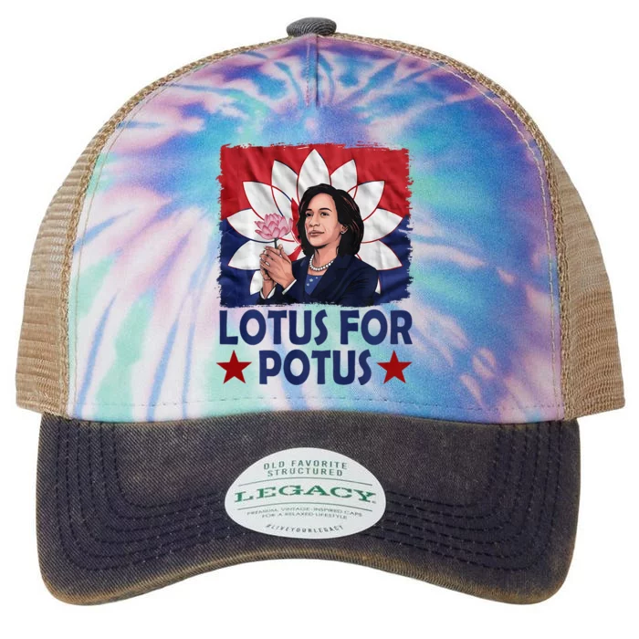 Lotus For Potus Kamala Harris 2024 Legacy Tie Dye Trucker Hat