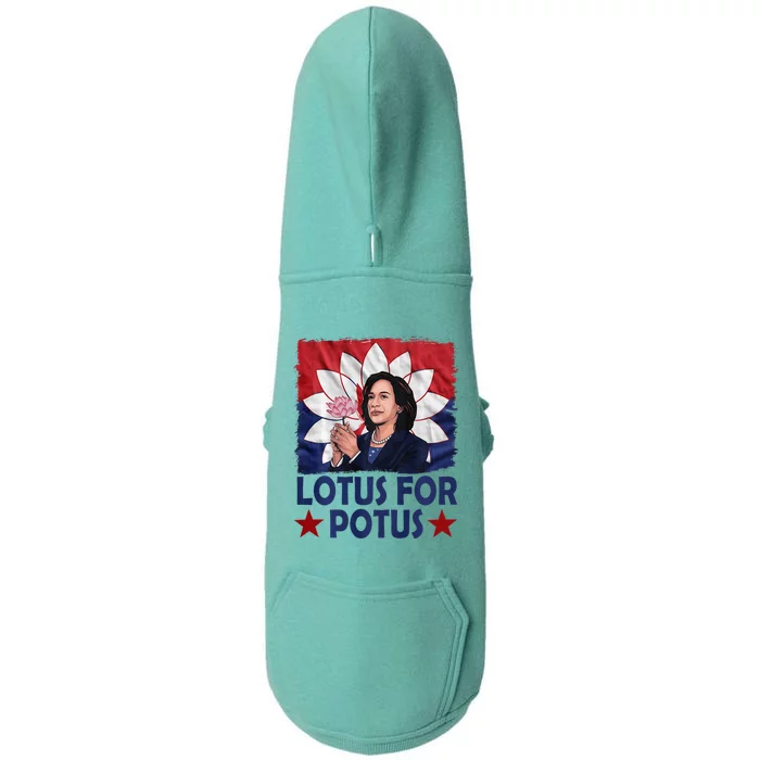 Lotus For Potus Kamala Harris 2024 Doggie 3-End Fleece Hoodie