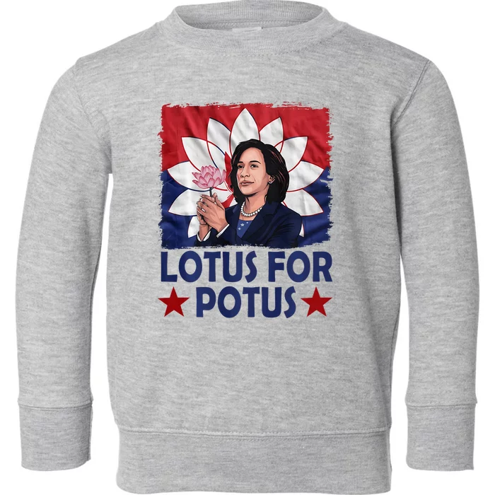 Lotus For Potus Kamala Harris 2024 Toddler Sweatshirt