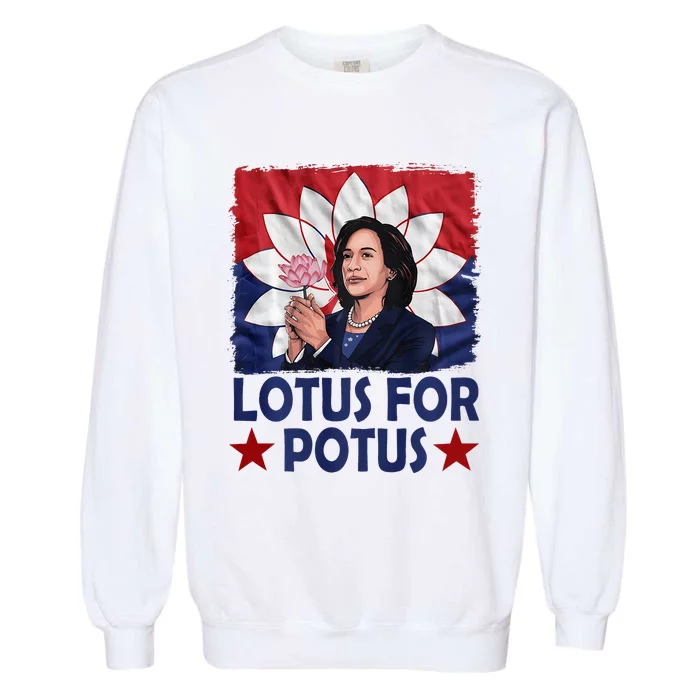 Lotus For Potus Kamala Harris 2024 Garment-Dyed Sweatshirt