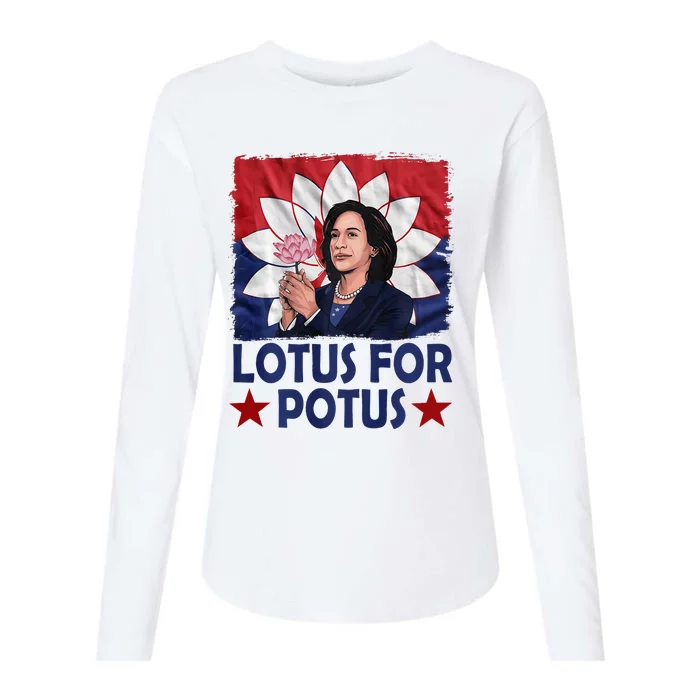 Lotus For Potus Kamala Harris 2024 Womens Cotton Relaxed Long Sleeve T-Shirt