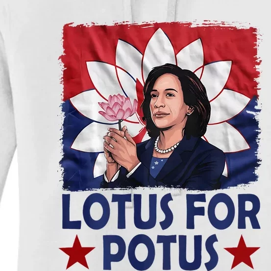 Lotus For Potus Kamala Harris 2024 Women's Pullover Hoodie