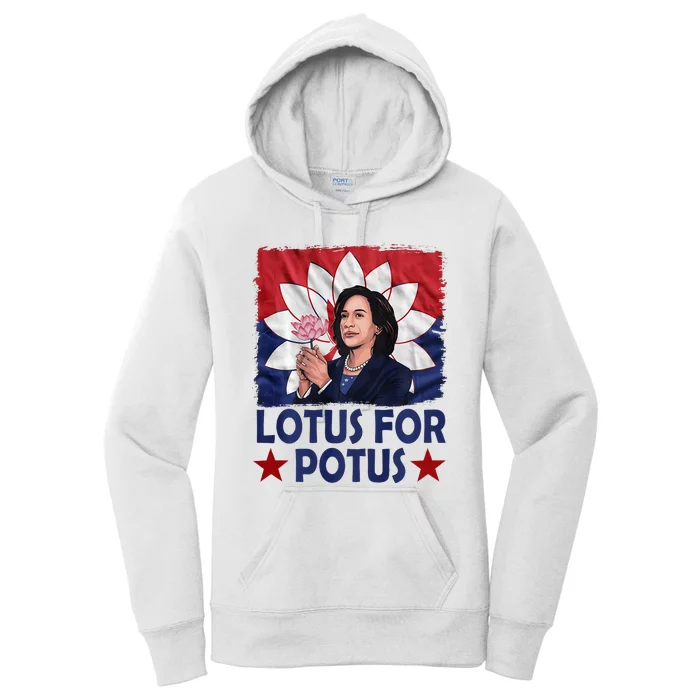 Lotus For Potus Kamala Harris 2024 Women's Pullover Hoodie