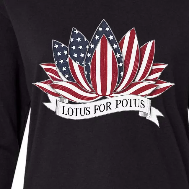 Lotus For Potus Kamala Harris 2024 President Womens Cotton Relaxed Long Sleeve T-Shirt