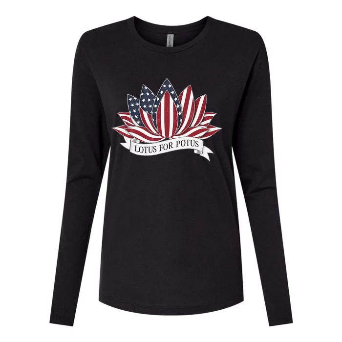 Lotus For Potus Kamala Harris 2024 President Womens Cotton Relaxed Long Sleeve T-Shirt