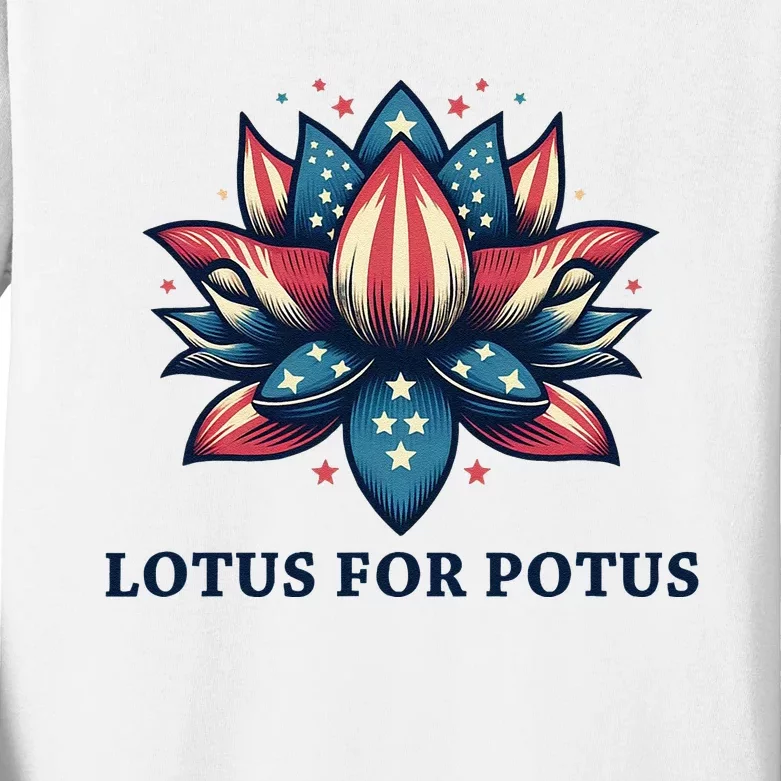 Lotus For Potus Usa Election Red White And Blue Kids Long Sleeve Shirt