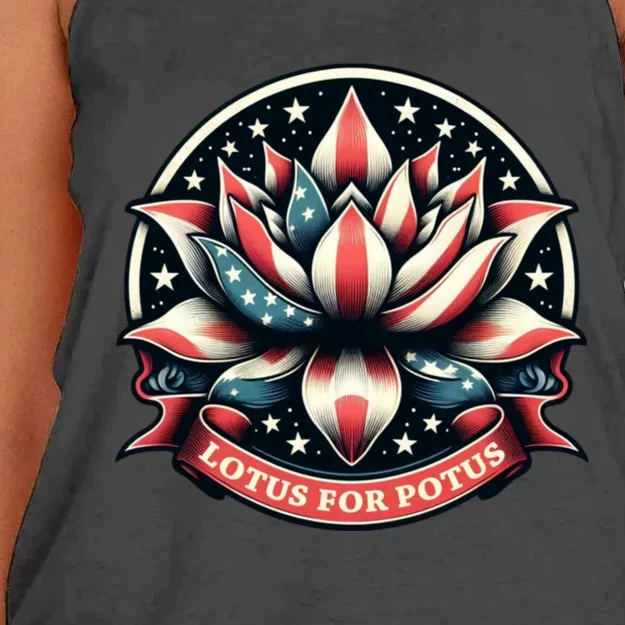 Lotus For Potus Usa Election Women's Knotted Racerback Tank