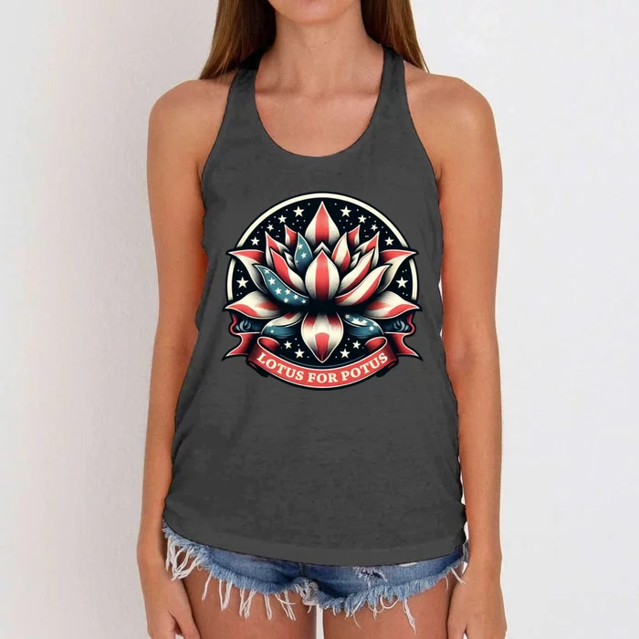 Lotus For Potus Usa Election Women's Knotted Racerback Tank